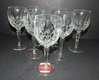 Set Of 7 Gorham Crystal Lady Anne Wine Glasses 6 7/8 " Cut Goblet Signed