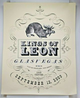 Rare Kings Of Leon 2009 Glasvegas Tour Izod Center Withdrawn Concert Poster