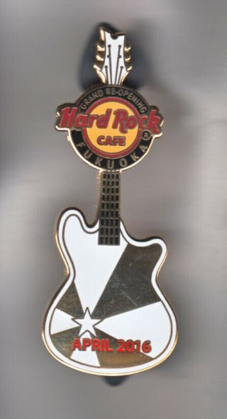 Hard Rock Cafe Pin: Fukuoka 2016 Grand Re - Opening White Guitar Le (not)