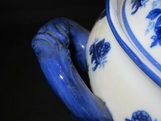 CRACKER BARREL COBALT BLUE & WHITE FLORAL PORCELAIN SOUP TUREEN WITH LADLE 5