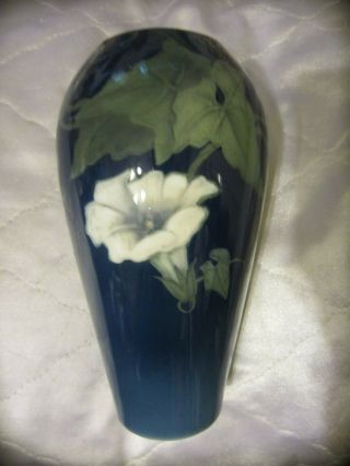 Vintage 1938 Royal Copenhagen Cobalt Blue Denmark Porcelain Vase White Flower Nr