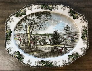 Johnson Brothers Friendly Village 20 " Oval Turkey Serving Platter Excell.  Cond.