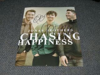 Jonas Brothers Signed Chasing Happiness Begins Poster 8x10 Photo Joe/nick/kevin