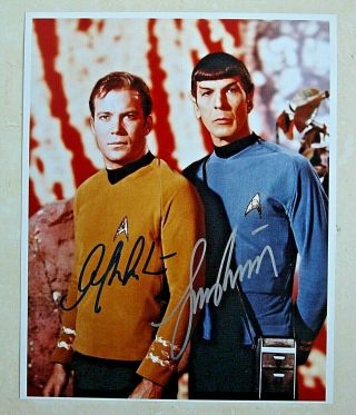 William Shatner & Leonard Nimoy / Star Trek / Signed 8x10 Celebrity Photo /