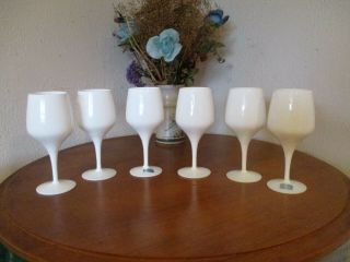 Vtg Morgantown W.  V.  Set Of 6 White Wine Glasses - 7.  25 " Tall X 2 