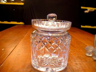 Vintage Waterford Cut Crystal Biscuit Jar In The Lismore Pattern