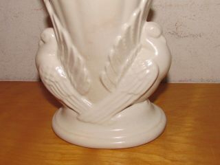 Rare RumRill Pottery Red WIng Ivory White Dove Vase 599 2