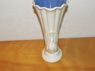Rare RumRill Pottery Red WIng Ivory White Dove Vase 599 4