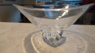 Signed Largesteuben Glass Crystal Trillium Bowl