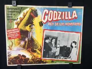 Vintage Godzilla :king Of The Monsters Authentic Mexican Art Lobby Card 16 " X12 "