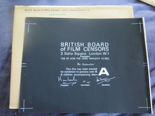 British Bbfc Film Certification Card The Destructors 1974 Michael Caine