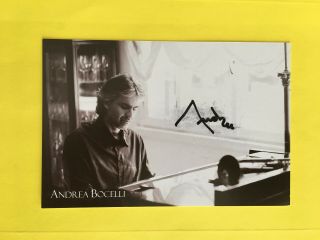 Andrea Bocelli Ialian Opera Singer At Piano Signed Autographed Photo 4x6