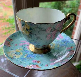 Shelley Cup And Saucer Melody Chintz 13382 Ripon Shape