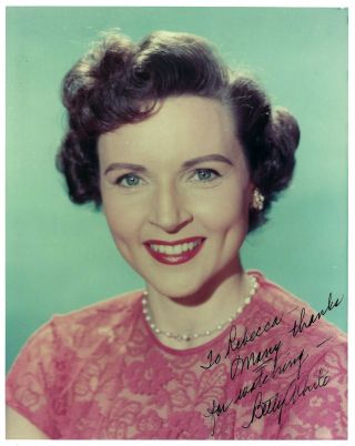 Betty White Signed Lovely Classic 8x10 Photo / Autograph Inscribed To Rebecca