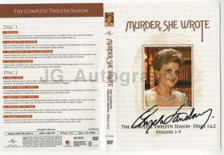 Angela Lansbury - " Murder She Wrote " Tv Show - Signed Dvd Cover