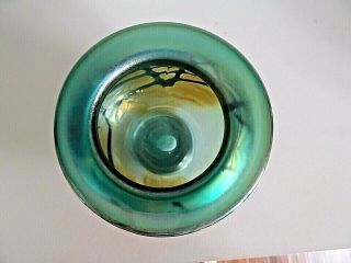 Signed Charlie Minor Studio Art Glass Spider Web Iridescent Vase 8