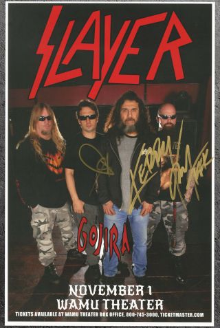 Slayer Autographed 2013 Gig Poster Kerry King,  Tom Araya Angel Of Death