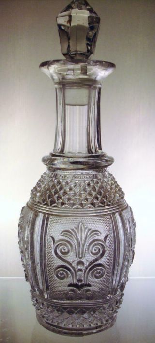 19th Century Saint Louis Lacy Glass Bottle Circa 1835