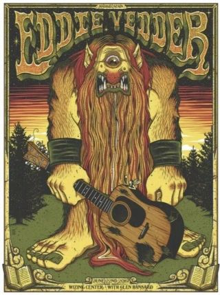 Eddie Vedder Pearl Jam Concert Poster Se Madrid,  Spain Jim Mazza 6/22/19