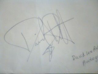 David Lee Roth (van Halen) Autographed Piece Of Paper Signed After A Concert
