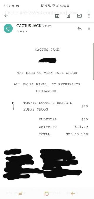 Travis Scott Cactus Jack Reeses Puffs Spoon In Hand Ready To Ship
