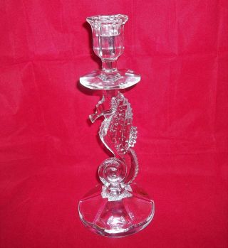 Waterford Crystal Seahorse Candlestick Candle Holder 11.  5 "
