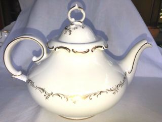 Vintage Royal Doulton Bone China Richelieu Pattern Gold Trim Teapot