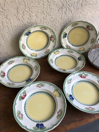6 Villeroy & Boch French Garden Fleurence 9 " Lg Rimmed Soup Bowls