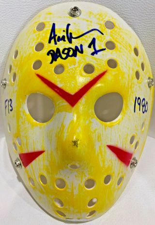 Ari Lehman Signed Jason Mask Yellow/red Autographed 1st Jason Voorhees Hologram