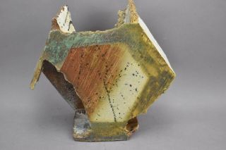 Abstract Brutalist Art Pottery Ceramic Hexagon Painted Glazed 5