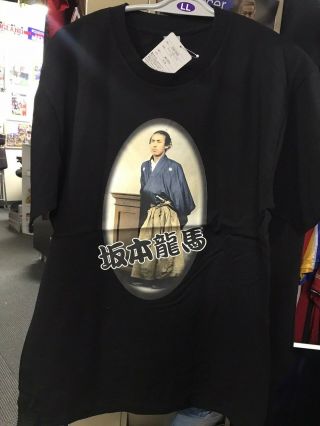 RYOMA SAKAMOTO t - shirt MIB NWT Japan black LL Bakumatsu Bushido Samurai rare 2