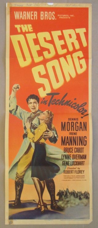 The Desert Song Dennis Morgan Irene Manning 14x36 Insert Poster