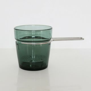Hadeland Swedish Dark Seagreen Glass Ice Bucket W Metal Handle Retro Barware Mcm