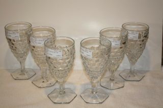 (6) Fostoria American Hex Footed Water Goblets