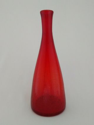 Blenko Ruby Red Crackle Decanter 920 Vtg Glass Mid Century Modern No Stopper