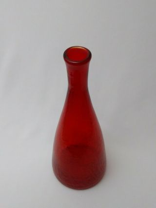 Blenko Ruby Red Crackle Decanter 920 Vtg Glass Mid Century Modern No Stopper 2
