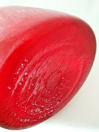 Blenko Ruby Red Crackle Decanter 920 Vtg Glass Mid Century Modern No Stopper 5