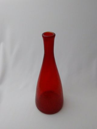 Blenko Ruby Red Crackle Decanter 920 Vtg Glass Mid Century Modern No Stopper 7