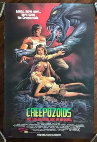 Creepozoids 1987 Post Apocalypse Sci - Fi Horror Video Poster Rolled Vg