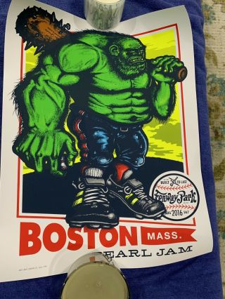 Pearl Jam Poster Fenway Boston Ames Bros.  2016 Green Monster Print