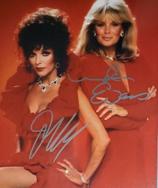 Joan Collins & Linda Evans 2x Hand Signed 8x10 Photo W/holo Dynasty