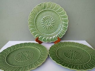 Bordallo Pinheiro - Basketweave (green) - 3 Portuguese Pottery Chop Plates