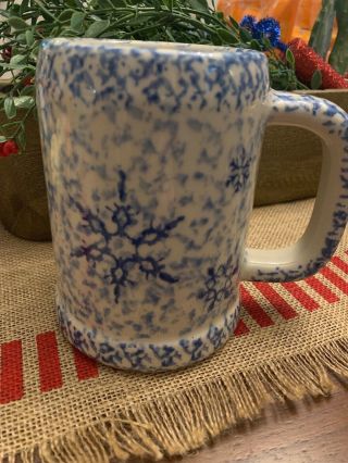 Henn Pottery Christmas Snowflake Blue Tall Mug