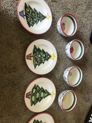 Vietri Christmas Plates And Bowls Set Of 4 Plates And 4 Bowls