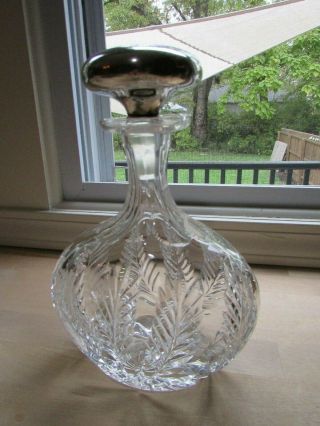 Rare Lovely Hawkes Cut Glass Crystal Floral Decanter W/sterling Silver Stopper