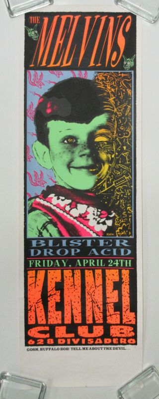 Melvins Kennel Club Sf 1992 Us Silkscreened Punk Concert Poster Frank Kozik Vg,