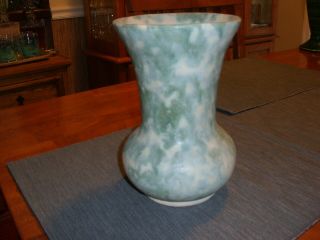 Vintage Burley Winter Pottery Light Blue/White Flared Vase 3