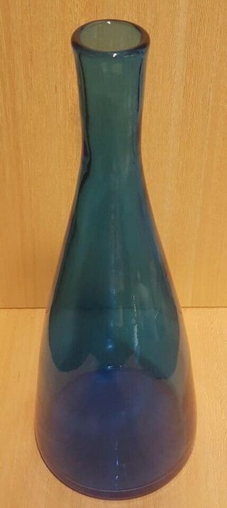 Blenko Style Rainbow Pilgrim US Glass Blue Decanter Bottle Unusual Stopper 1960 4