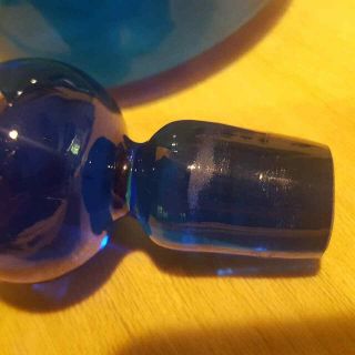 Blenko Style Rainbow Pilgrim US Glass Blue Decanter Bottle Unusual Stopper 1960 7