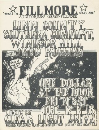 Oddball Linn County Fillmore Auditorium San Francisco,  Ca Concert Flyer Nm 1969
